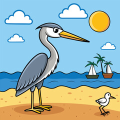 heron on the beach