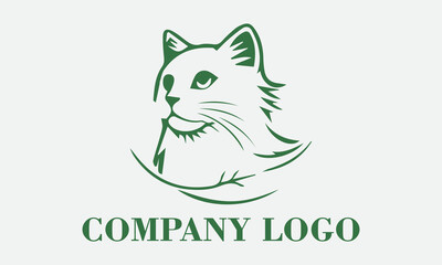 Happy green cat surrounded by leaves, perfect for naturethemed designs, pet products, greeting cards, and social media posts