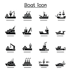 Obraz premium Boat, Ship icon set in thin line style