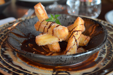 Churros, golden and crispy, dusted with cinnamon sugar.