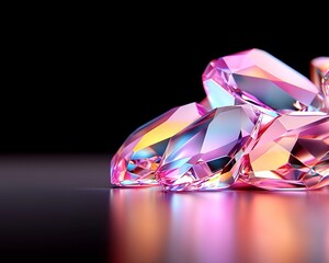 Sparkling Pink and Purple Gemstones Iridescent Crystals Luxury Jewelry Facets Reflection