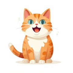 Fototapeta premium an AI Image Generator, Cute Cartoon Style Ginger Cat With a Happy Expression Sitting