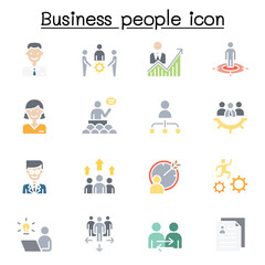 Business people icon set in thin line style