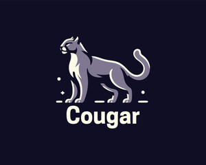 Cougar Full Body Logo Design Icon Vector Illustration