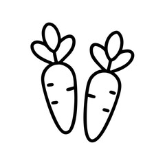 baby carrots icon, vegetables line art, vegetables vector - simple black line art icon of baby carrots perfect for logos, and vegetables-themed designs.