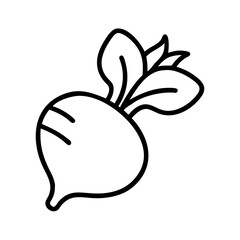 beetroot icon, vegetables line art, vegetables vector - simple black line art icon of beetroot perfect for logos, and vegetables-themed designs.