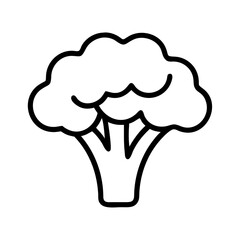 broccoli icon, vegetables line art, vegetables vector - simple black line art icon of broccoli perfect for logos, and vegetables-themed designs.
