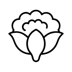 cauliflower icon, vegetables line art, vegetables vector - simple black line art icon of cauliflower perfect for logos, and vegetables-themed designs.