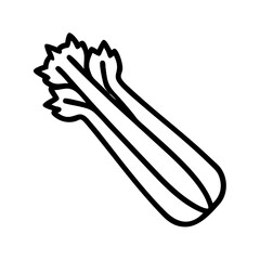 celery stalk icon, vegetables line art, vegetables vector - simple black line art icon of celery stalk perfect for logos, and vegetables-themed designs.