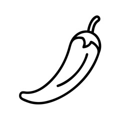 chili pepper icon, vegetables line art, vegetables vector - simple black line art icon of chili pepper perfect for logos, and vegetables-themed designs.