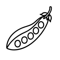 green peas in pod icon, vegetables line art, vegetables vector - simple black line art icon of green peas in pod perfect for logos, and vegetables-themed designs.