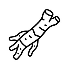 horseradish root icon, vegetables line art, vegetables vector - simple black line art icon of horseradish root perfect for logos, and vegetables-themed designs.