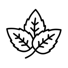 mint leaves icon, vegetables line art, vegetables vector - simple black line art icon of mint leaves perfect for logos, and vegetables-themed designs.