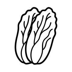 napa cabbage icon, vegetables line art, vegetables vector - simple black line art icon of napa cabbage perfect for logos, and vegetables-themed designs.