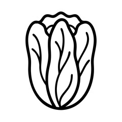 napa cabbage icon, vegetables line art, vegetables vector - simple black line art icon of napa cabbage perfect for logos, and vegetables-themed designs.