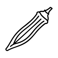Obraz premium okra pod icon, vegetables line art, vegetables vector - simple black line art icon of okra pod perfect for logos, and vegetables-themed designs.
