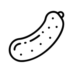 pickled cucumber icon, vegetables line art, vegetables vector - simple black line art icon of pickled cucumber perfect for logos, and vegetables-themed designs.