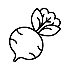 radish icon, vegetables line art, vegetables vector - simple black line art icon of radish perfect for logos, and vegetables-themed designs.