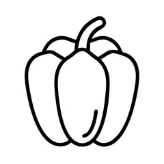 red bell pepper icon, vegetables line art, vegetables vector - simple black line art icon of red bell pepper perfect for logos, and vegetables-themed designs.