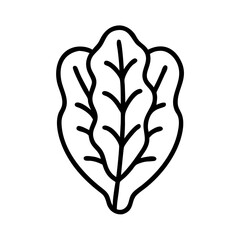 romaine lettuce icon, vegetables line art, vegetables vector - simple black line art icon of romaine lettuce perfect for logos, and vegetables-themed designs.