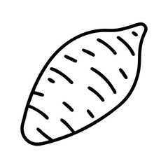 sweet potato icon, vegetables line art, vegetables vector - simple black line art icon of sweet potato perfect for logos, and vegetables-themed designs.