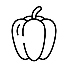 yellow bell pepper icon, vegetables line art, vegetables vector - simple black line art icon of yellow bell pepper perfect for logos, and vegetables-themed designs.
