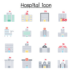 Hospital icon set in thin line style