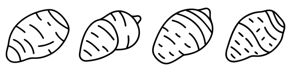taro root icon, vegetables line art, vegetables vector - simple black line art icon of taro root perfect for logos, and vegetables-themed designs.