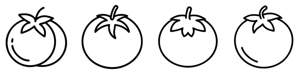 tomato icon, vegetables line art, vegetables vector - simple black line art icon of tomato perfect for logos, and vegetables-themed designs.