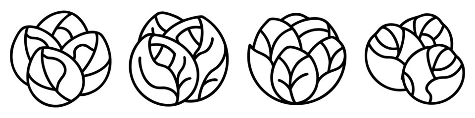 brussels sprouts icon, vegetables line art, vegetables vector - simple black line art icon of brussels sprouts perfect for logos, and vegetables-themed designs.