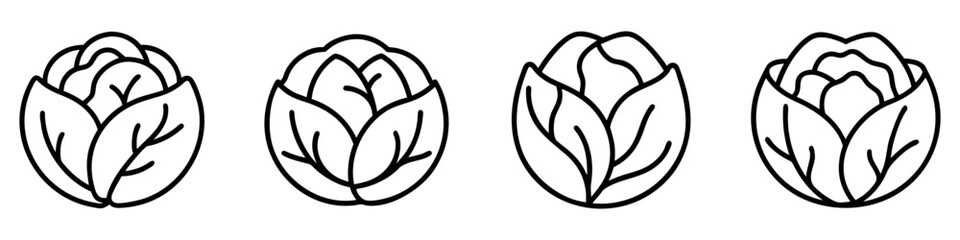 cabbage icon, vegetables line art, vegetables vector - simple black line art icon of cabbage perfect for logos, and vegetables-themed designs.