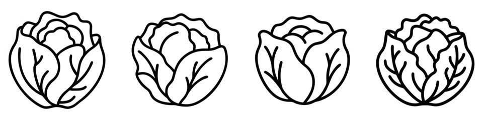 iceberg lettuce icon, vegetables line art, vegetables vector - simple black line art icon of iceberg lettuce perfect for logos, and vegetables-themed designs.