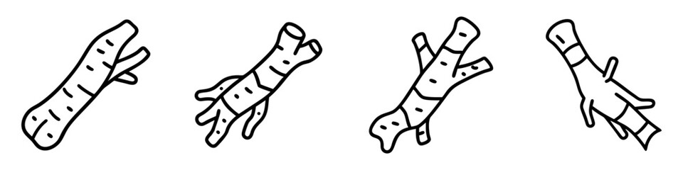 horseradish root icon, vegetables line art, vegetables vector - simple black line art icon of horseradish root perfect for logos, and vegetables-themed designs.