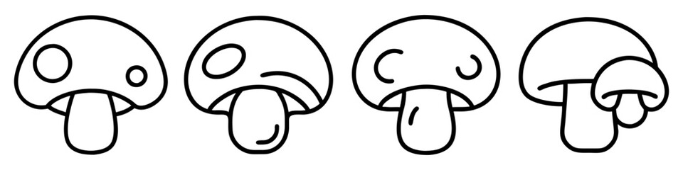 portobello mushroom icon, vegetables line art, vegetables vector - simple black line art icon of portobello mushroom perfect for logos, and vegetables-themed designs.