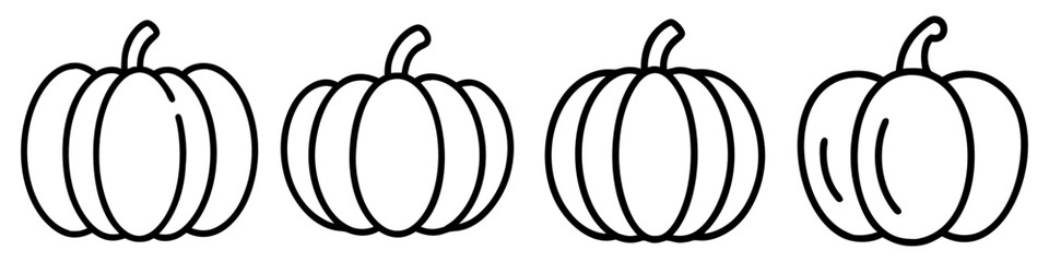 pumpkin icon, vegetables line art, vegetables vector - simple black line art icon of pumpkin perfect for logos, and vegetables-themed designs.