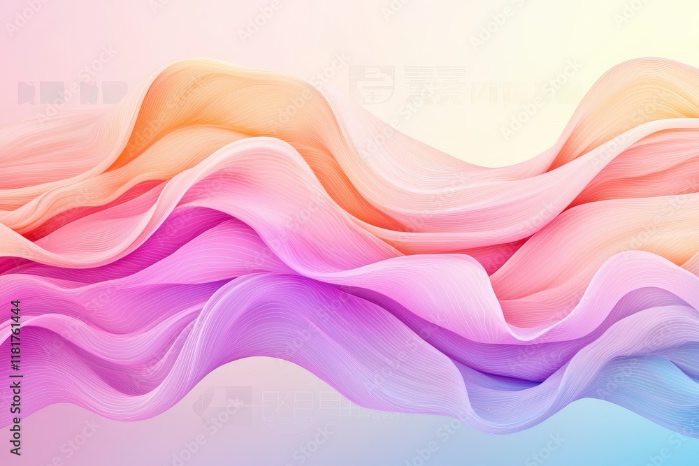 Poster soft abstract waves in pastel colors, fluid texture and gentle movement for modern design projects