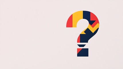Colorful question mark symbol on white background.