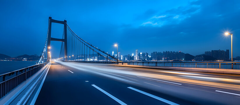 night traffic on the bridge - Powered by Adobe