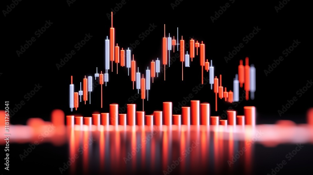 Aufkleber colorful candlestick chart with abstract background displaying trends