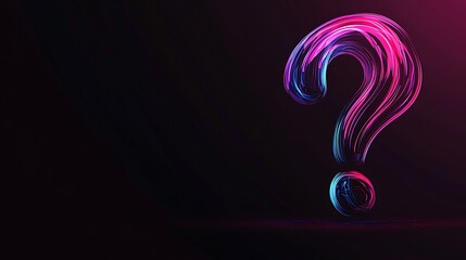 Glowing question mark, dark.