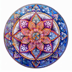 Vibrant symmetric beautiful watercolor mandala mandala. Colorful floral pattern, abstract design.