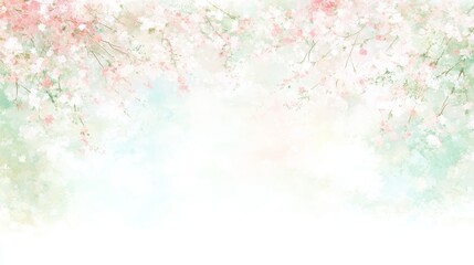 Delicate Pink Blossom Watercolor Spring Floral Background