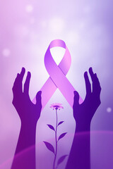 Obraz premium Simple Cancer Ribbon Illustration Design Symbolizing Hope and Strength for World Cancer Day