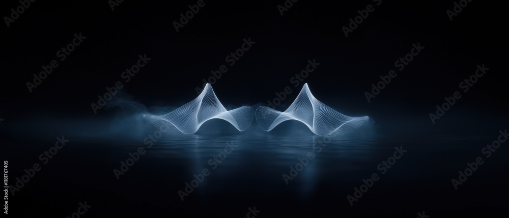 Aufkleber the image is of two abstract shapes that are floating in the water