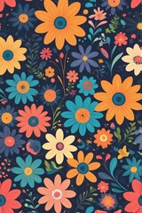 Obraz premium Seamless Abstract Magical Flowers Pattern Background