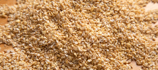 Closeup up view of wheat groats.