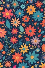 Seamless Abstract Magical Flowers Pattern Background