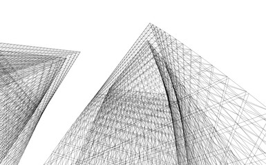 Abstract buildings architectural 3d drawing 