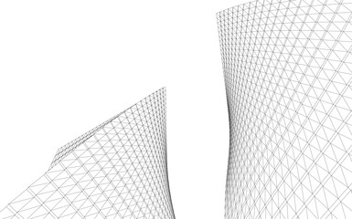 Abstract buildings architectural 3d drawing 