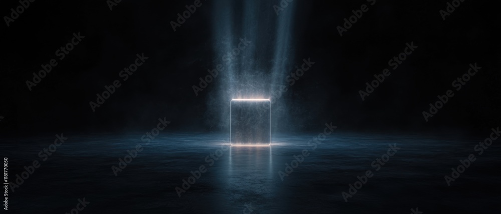 Canvas Prints a dark room with a box in the center